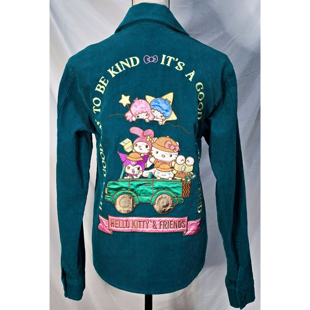 Hello Kitty & Friends Teal Corduroy Shirt Jacket Button Down Sanrio My Melody